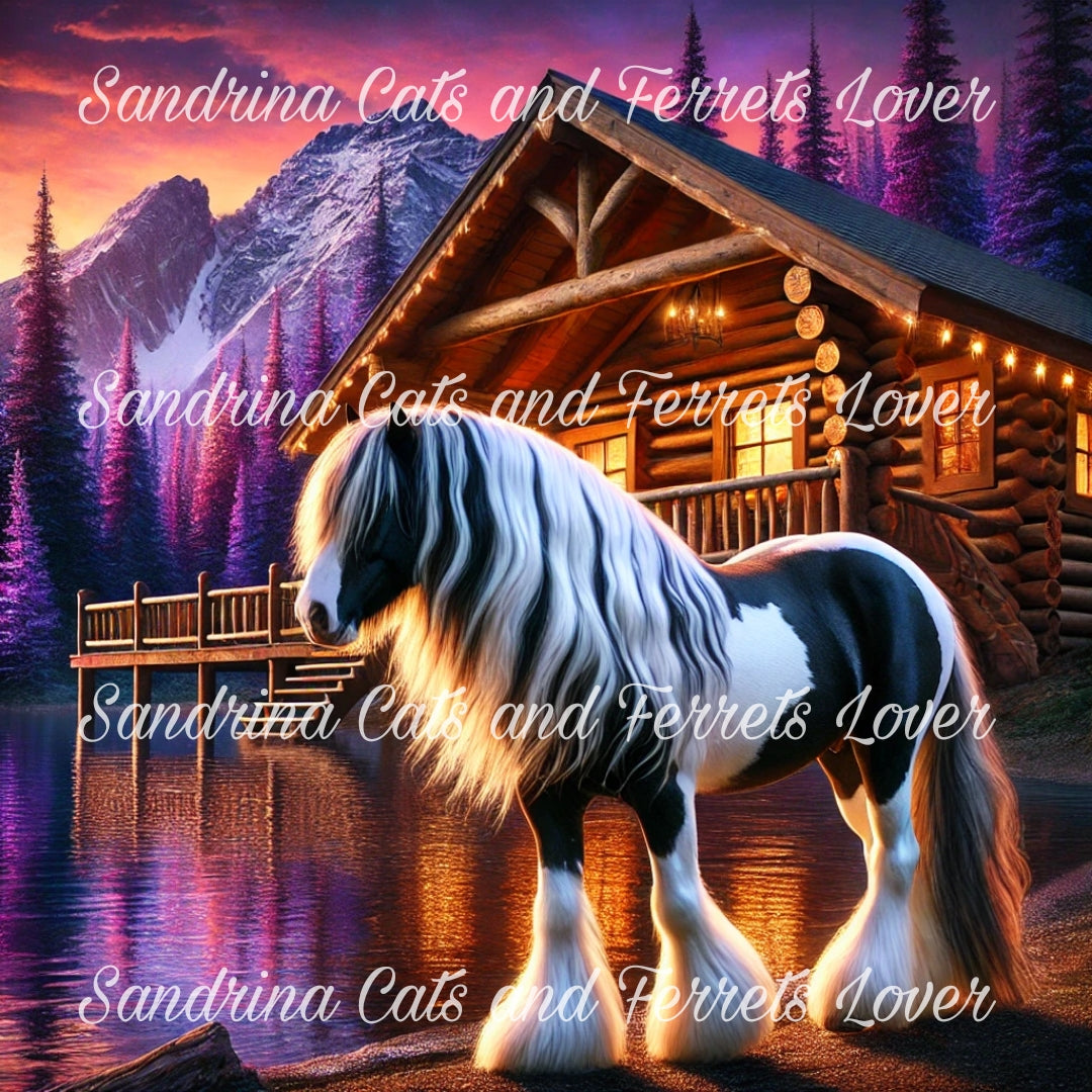 845 Cheval au Bord du Lac | Chalet en Montagne | Galaxiart