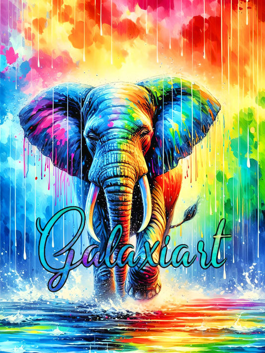 Éléphant Balade sous la Pluie