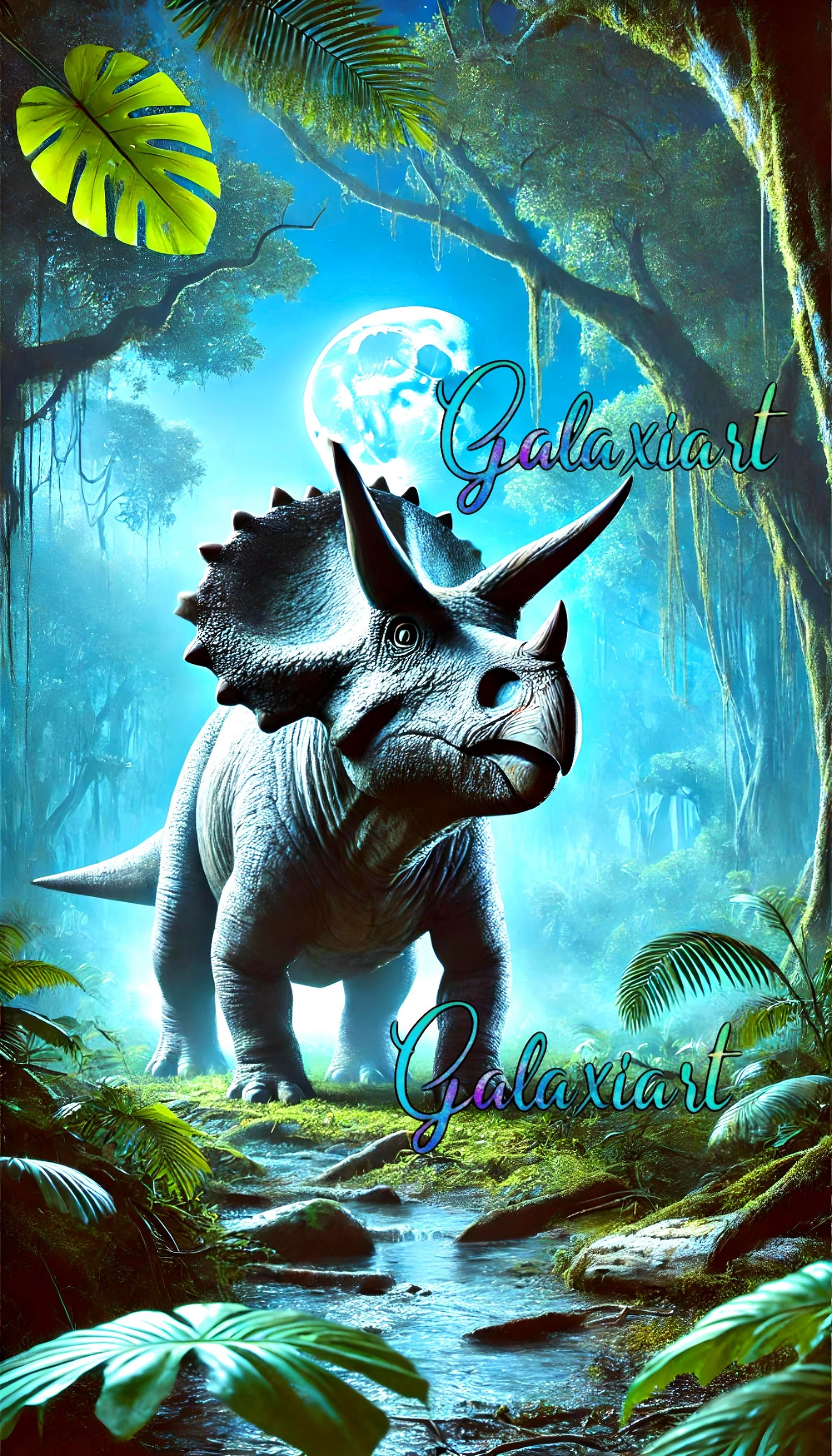 Triceratops sous la Lune