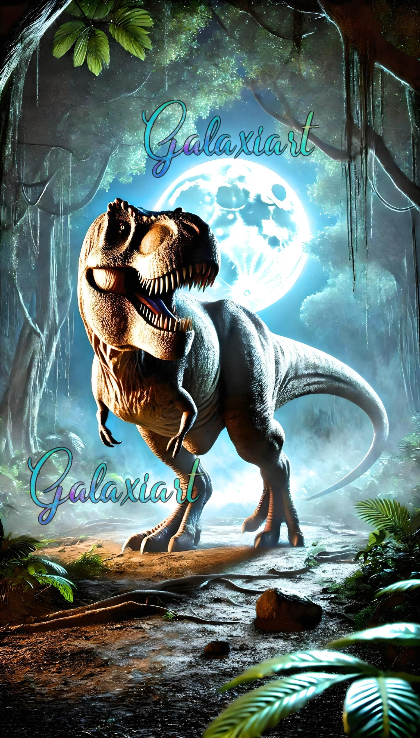 Tyrannosaurus Rex sous la lune