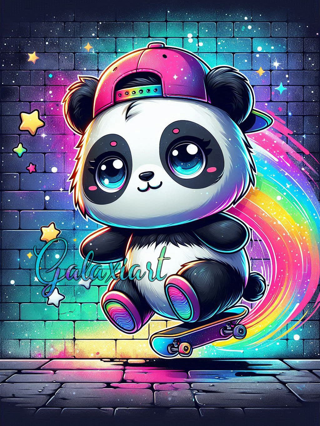 Panda Galactique en Skateboard