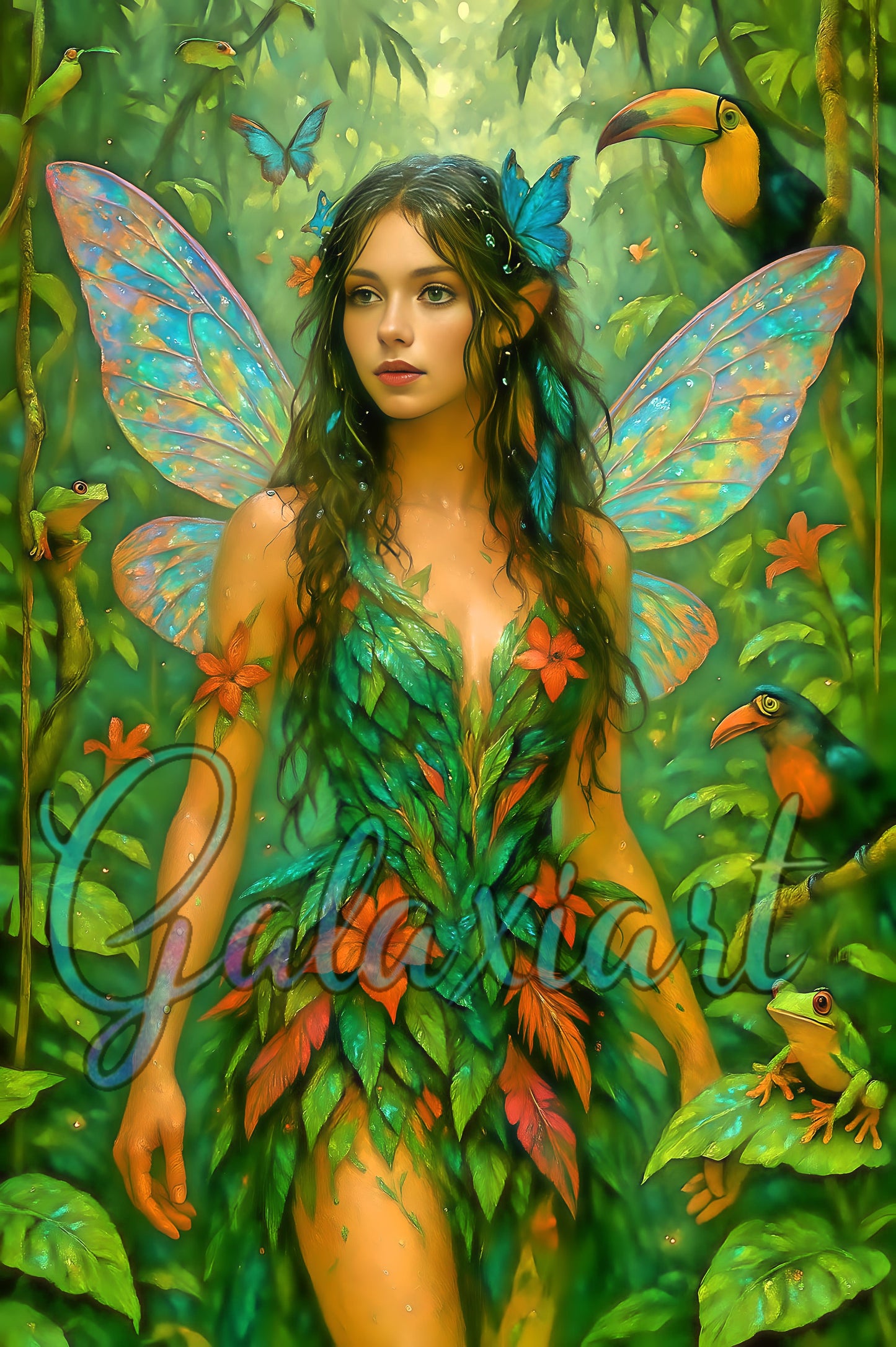 Elowen, l’esprit des feuilles dansantes et des ailes chatoyantes, gardienne de la magie verte