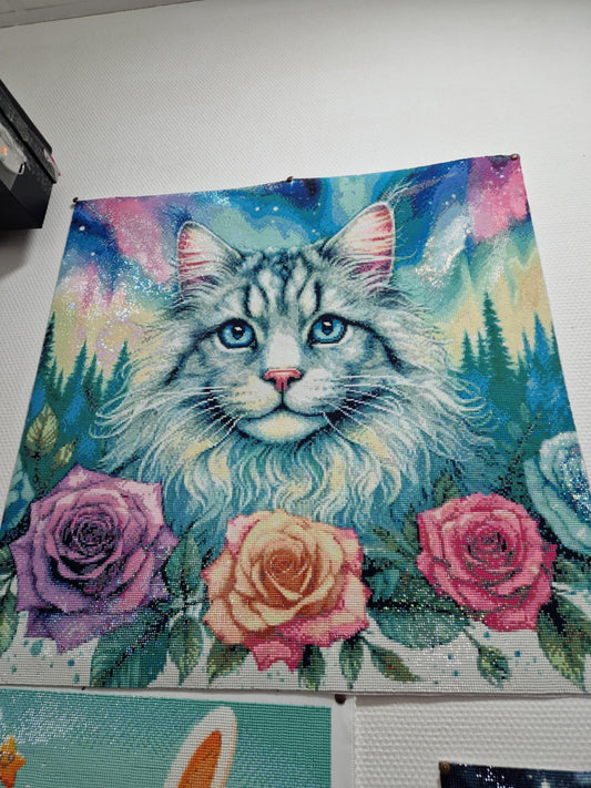 Chat Astral – Gardien des Aurores | Diamond Painting Premium Galaxiart