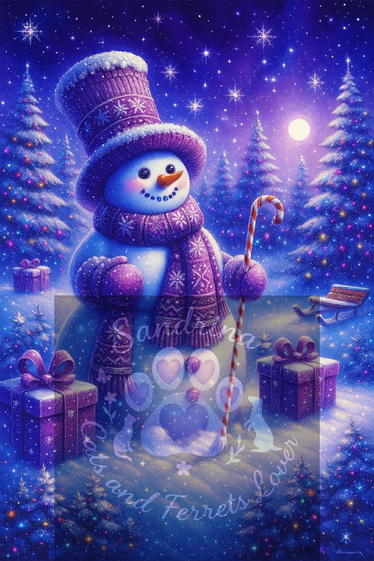 Bonhomme de Neige Féérique – Magie de Noël | Diamond Painting Premium Galaxiart - Collection Signature