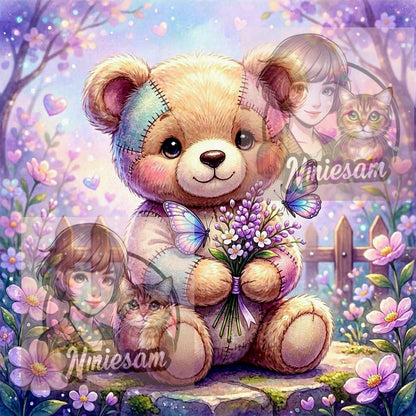 Collection Compagnons Patchwork Pastel du Jardin Enchanté | Diamond Painting Premium Galaxiart - Collection Signature