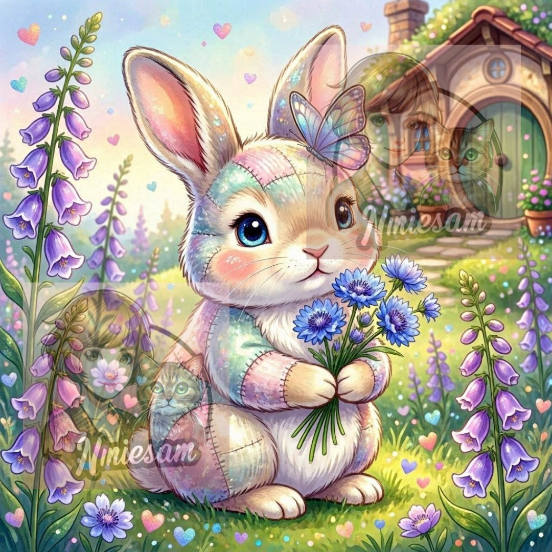 Collection Compagnons Patchwork Pastel du Jardin Enchanté | Diamond Painting Premium Galaxiart - Collection Signature