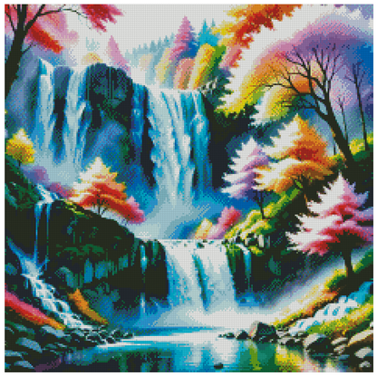 🪐Cascade Arc-en-Ciel Enchantée | Diamond Painting Premium Galaxiart - Collection Signature