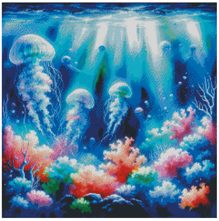 🪐 Les Méduses Arc-en-Mer | Diamond Painting Premium Galaxiart - Collection Signature