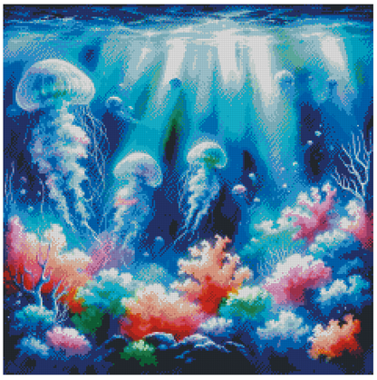 🪐 Les Méduses Arc-en-Mer | Diamond Painting Premium Galaxiart - Collection Signature