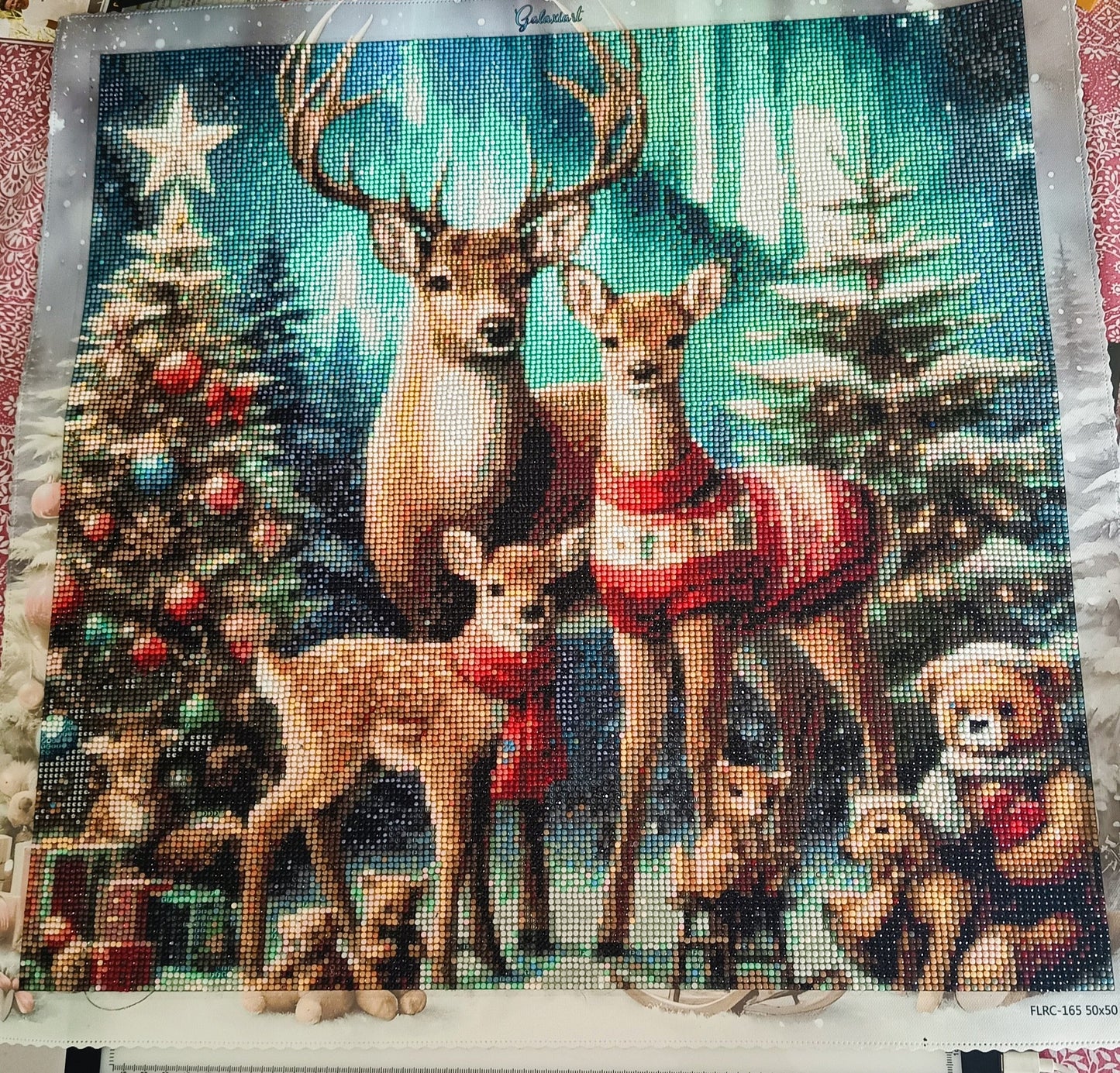 Diamond Painting Noël – Famille de Cerfs et Aurores Boréales | Galaxiart