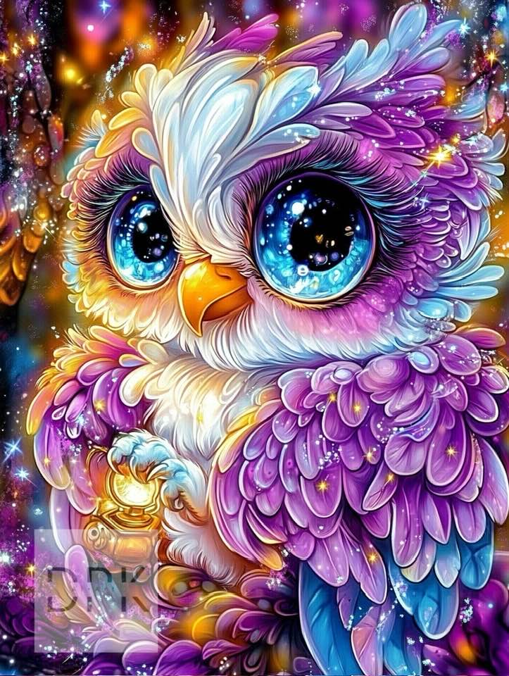 La Chouette aux Yeux d’Étoiles – Diamond Painting Premium | Galaxiart