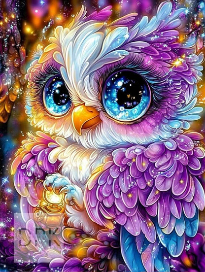 La Chouette aux Yeux d’Étoiles – Diamond Painting Premium | Galaxiart