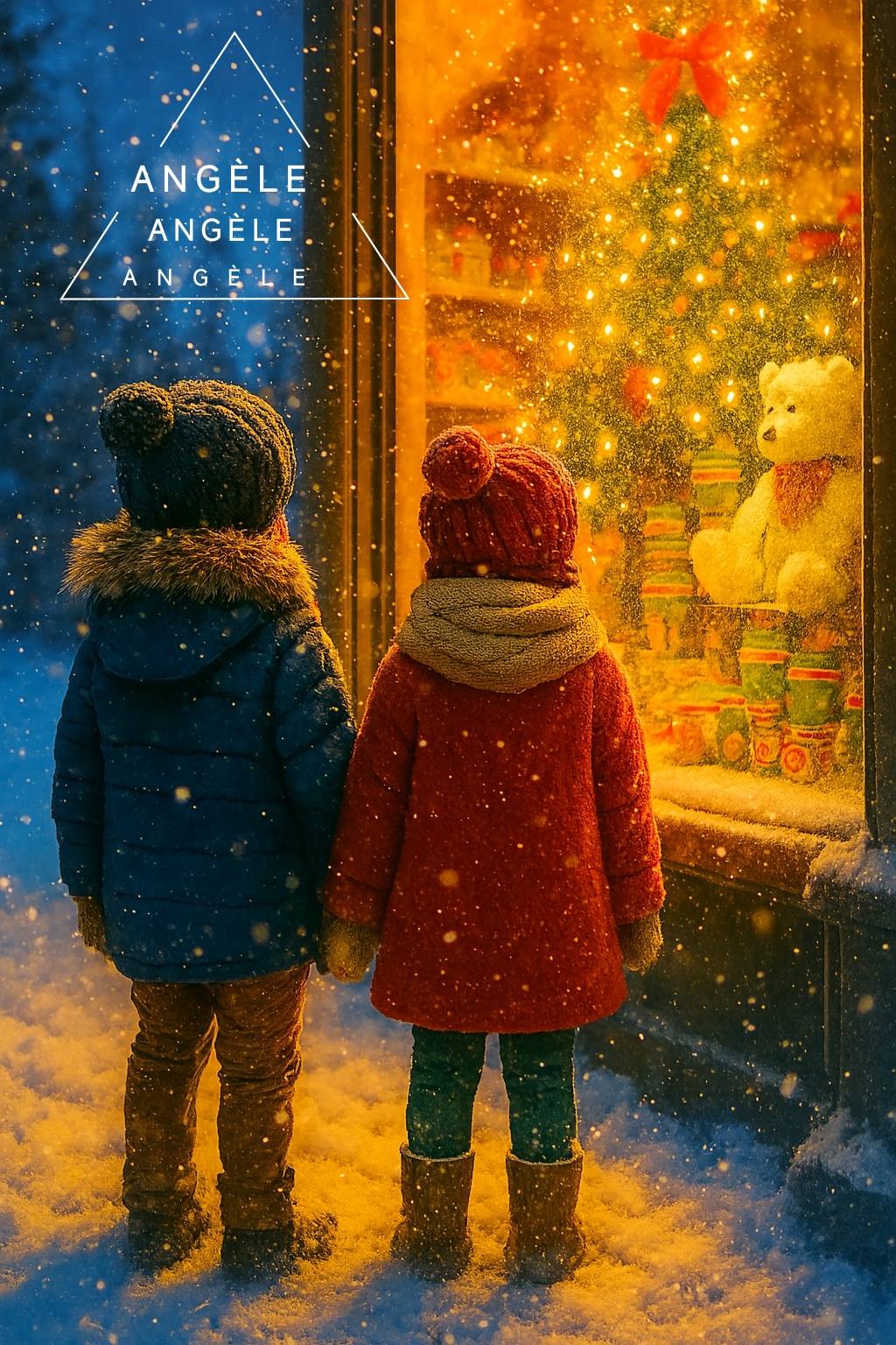 Rêve d’Hiver devant la Vitrine Enchantée Diamond Painting Premium | Galaxiart