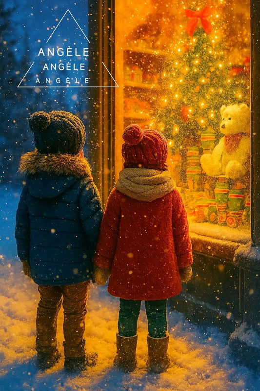 Rêve d’Hiver devant la Vitrine Enchantée Diamond Painting Premium | Galaxiart