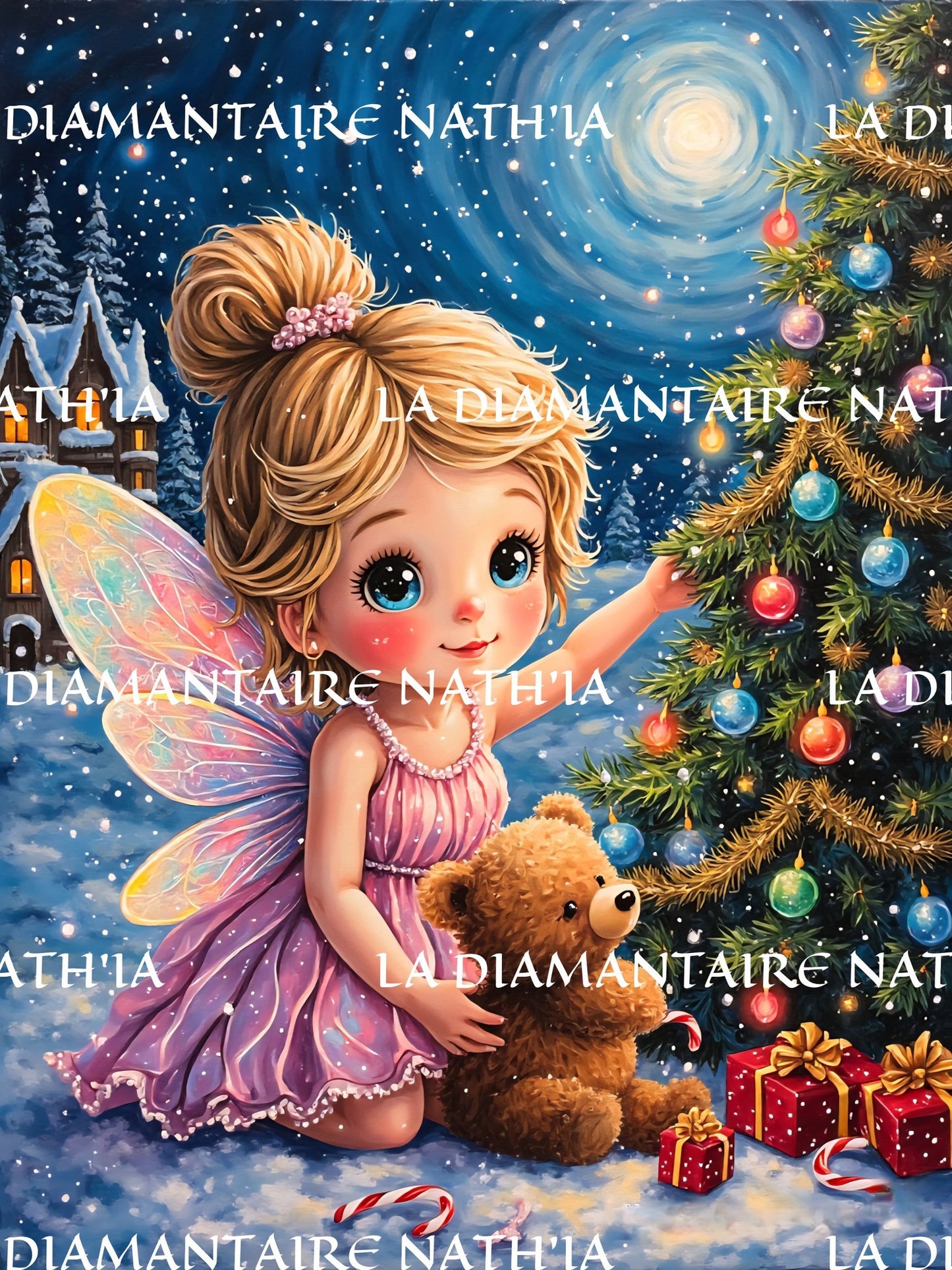 La Fée du Sapin Enchanté – Diamond Painting Premium | Galaxiart