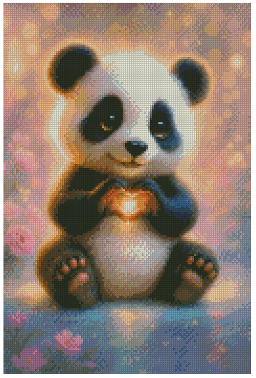 🪐 Cœur de Panda – Lumière d’Amour  | Diamond Painting Premium Galaxiart - Collection Signature