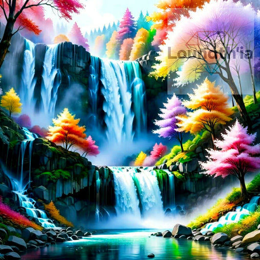 🪐Cascade Arc-en-Ciel Enchantée | Diamond Painting Premium Galaxiart - Collection Signature