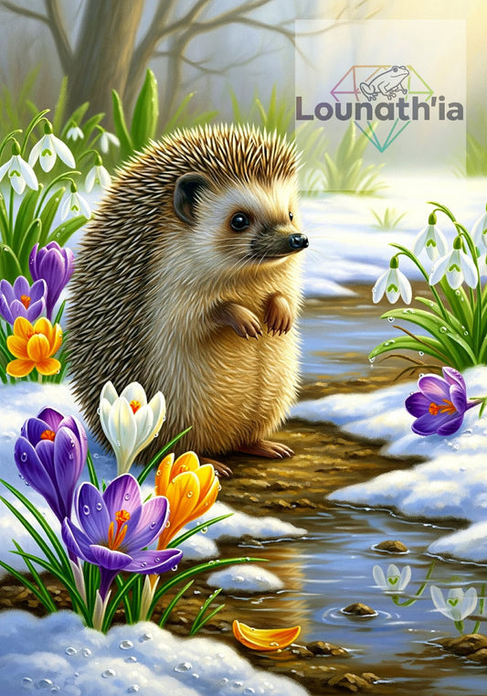 🪐Hérisson Douce Rencontre au Bord de l’Eau | Diamond Painting Premium Galaxiart  - Collection Signature