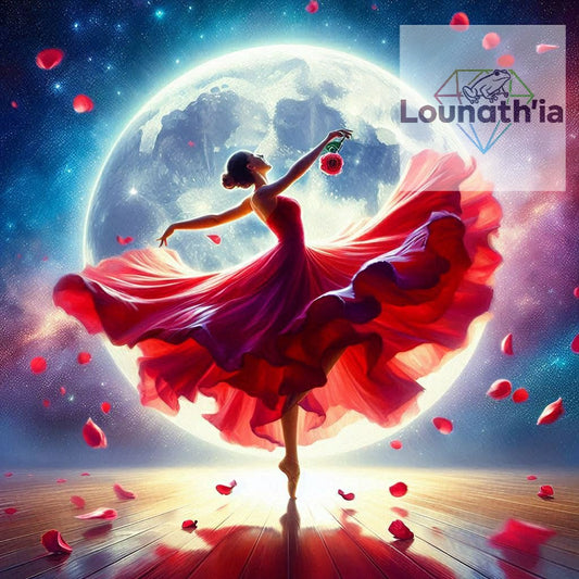 Danse de Roses sous la Pleine Lune | Diamond Painting Premium Galaxiart - Collection Signature