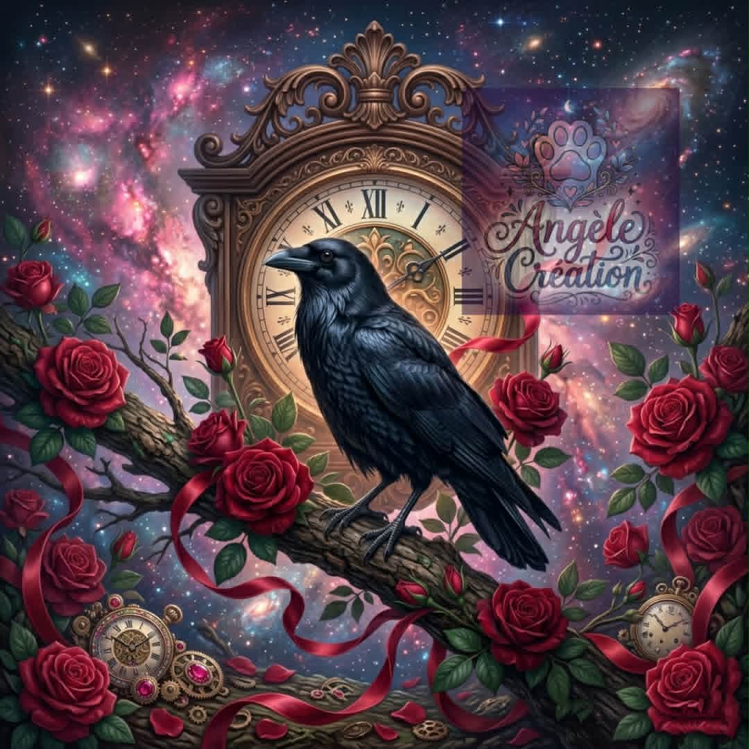 Collection Mystique des Corbeaux Éternels — Roses Astrales & Symboles Sacrés | Diamond Painting Premium Galaxiart - Collection Signature