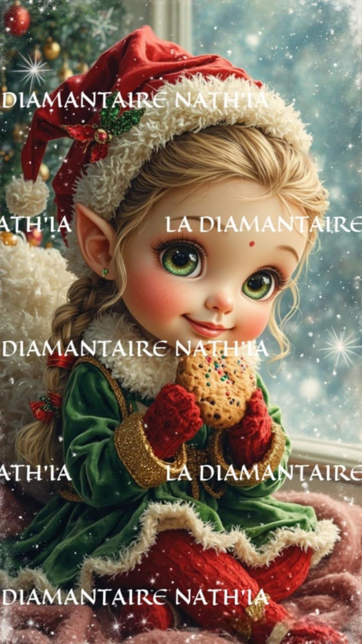 Petit Lutin Gourmand – Magie de Noël et Douceur d’Hiver | Diamond Painting Premium Galaxiart