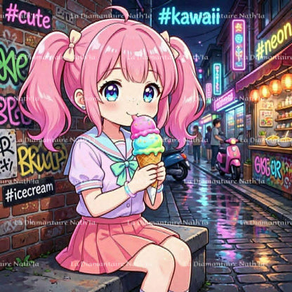Collection Kawaii Ice Cream Street | Diamond Painting Premium Galaxiart - Collection Signature