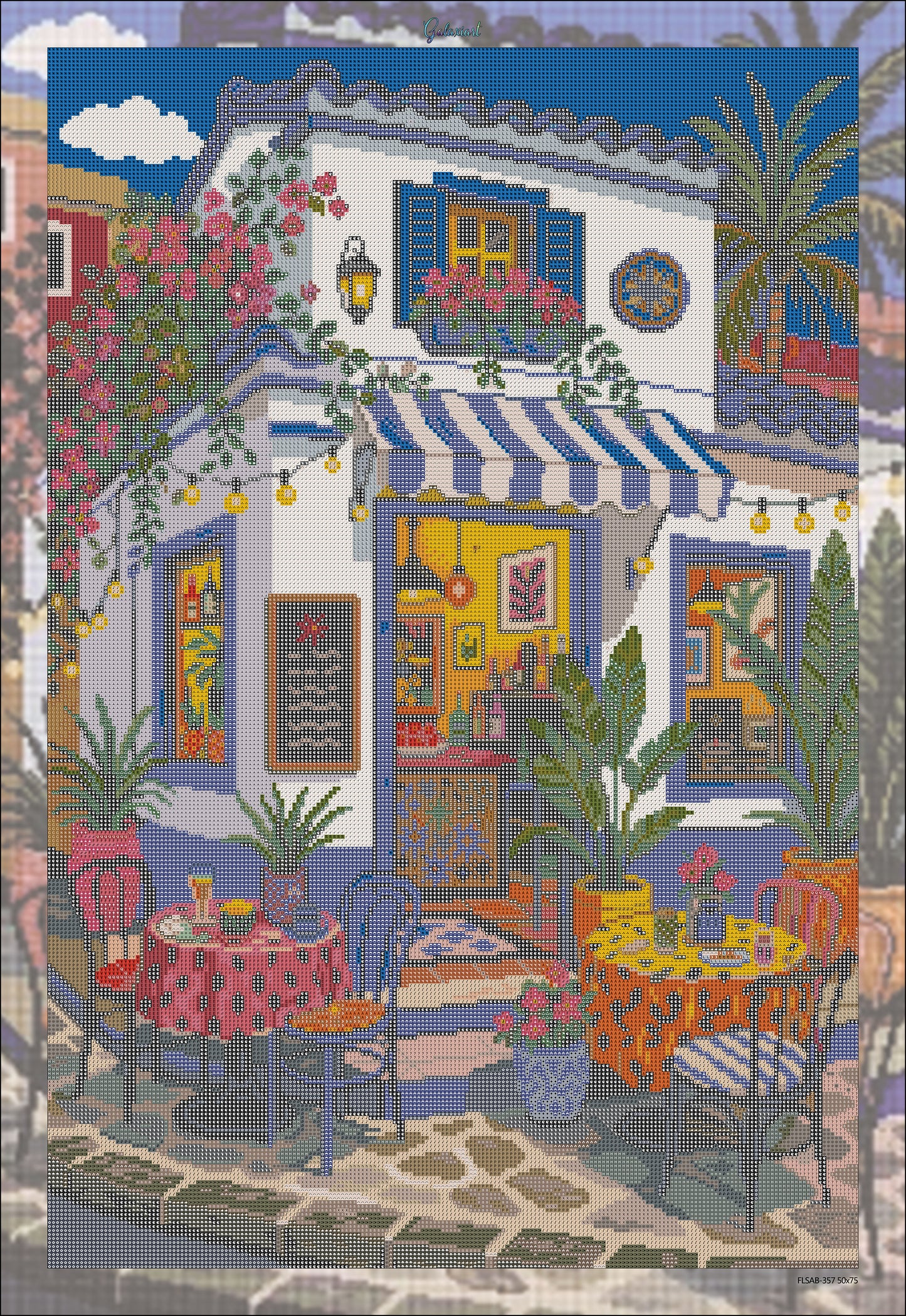 Escapade Méditerranéenne – Terrasse Fleurie – Diamond Painting Galaxiart