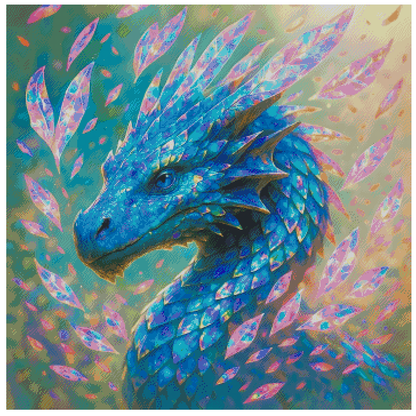 🪐Dragon, souffle de Cristal Bleu | Diamond Painting Premium Galaxiart - Collection Signature