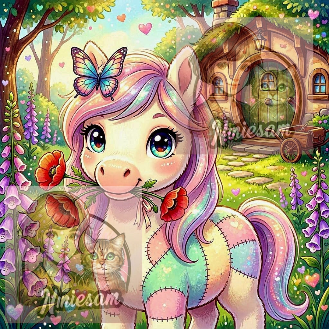 Collection Compagnons Patchwork Pastel du Jardin Enchanté | Diamond Painting Premium Galaxiart - Collection Signature