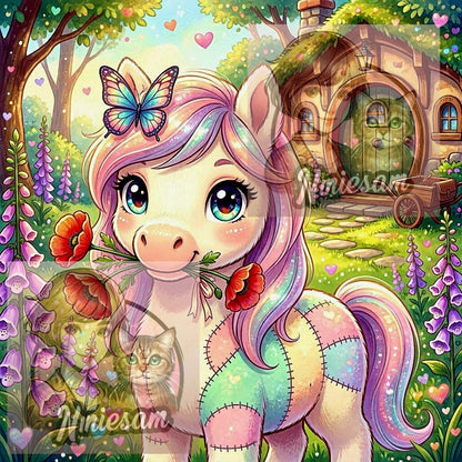 Collection Compagnons Patchwork Pastel du Jardin Enchanté | Diamond Painting Premium Galaxiart - Collection Signature