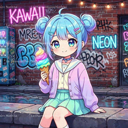 Collection Kawaii Ice Cream Street | Diamond Painting Premium Galaxiart - Collection Signature