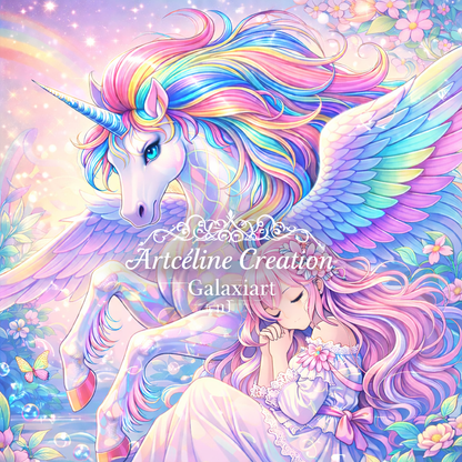 Licorne Arc-en-Ciel & Rêve Féérique | Diamond Painting Premium Galaxiart