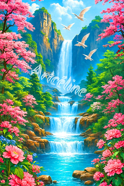 🪐Cascade de Lumière – Portail de Guérison | Diamond Painting Premium Galaxiart