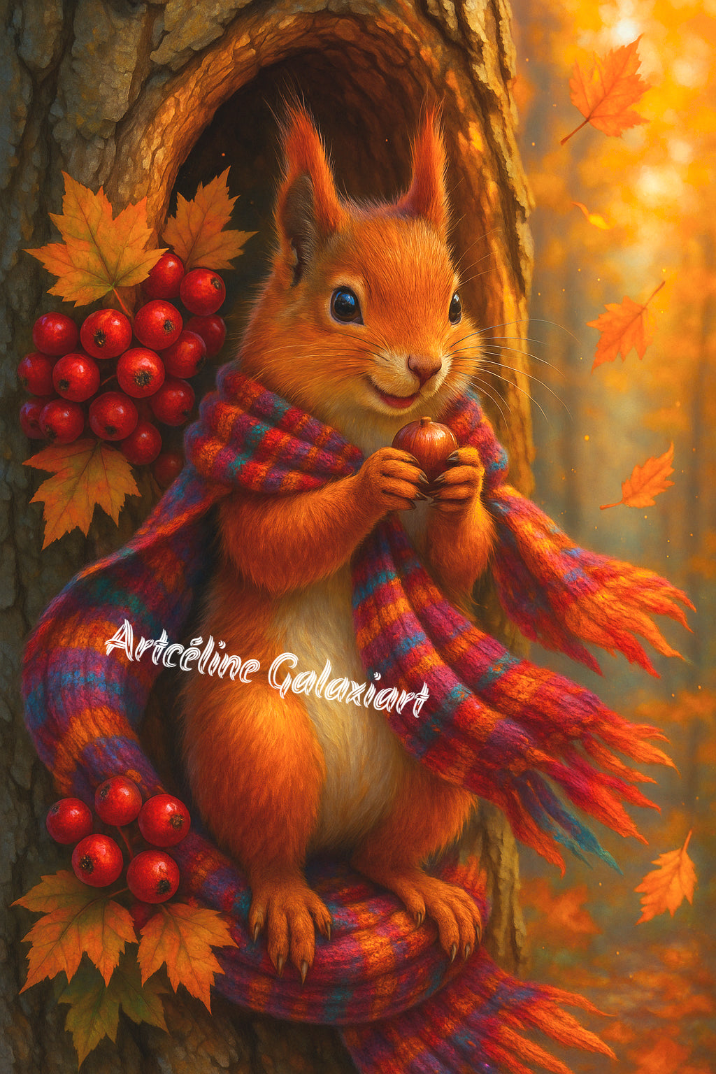L’Écureuil de l’Automne – Douceur et Noisettes | Diamond Painting Premium Galaxiart