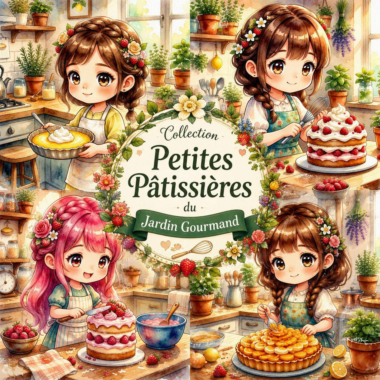 Collection Petites Pâtissières du Jardin Gourmand | Diamond Painting Premium Galaxiart - Collection Signature
