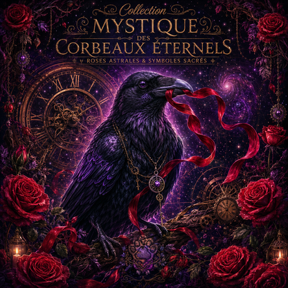 Collection Mystique des Corbeaux Éternels — Roses Astrales & Symboles Sacrés | Diamond Painting Premium Galaxiart - Collection Signature