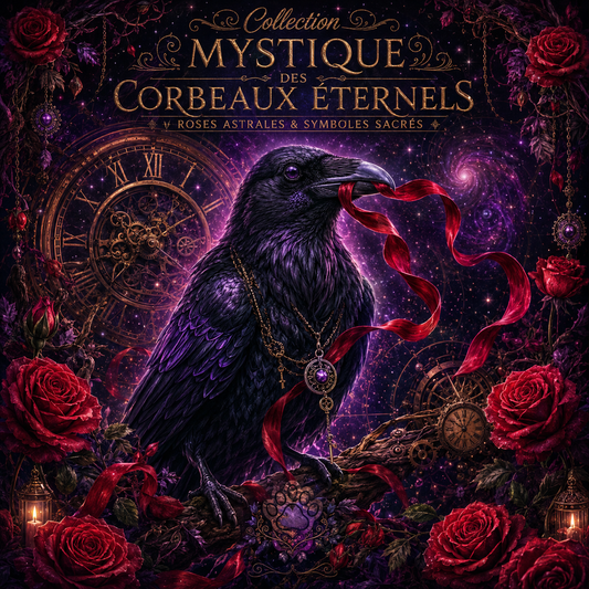 Collection Mystique des Corbeaux Éternels — Roses Astrales & Symboles Sacrés | Diamond Painting Premium Galaxiart - Collection Signature