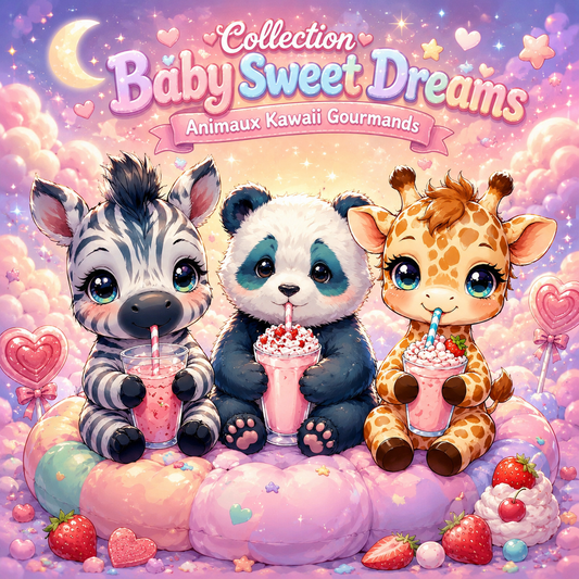 Collection Baby Sweet Dreams — Animaux Kawaii Gourmands | Diamond Painting Premium Galaxiart - Collection Signature