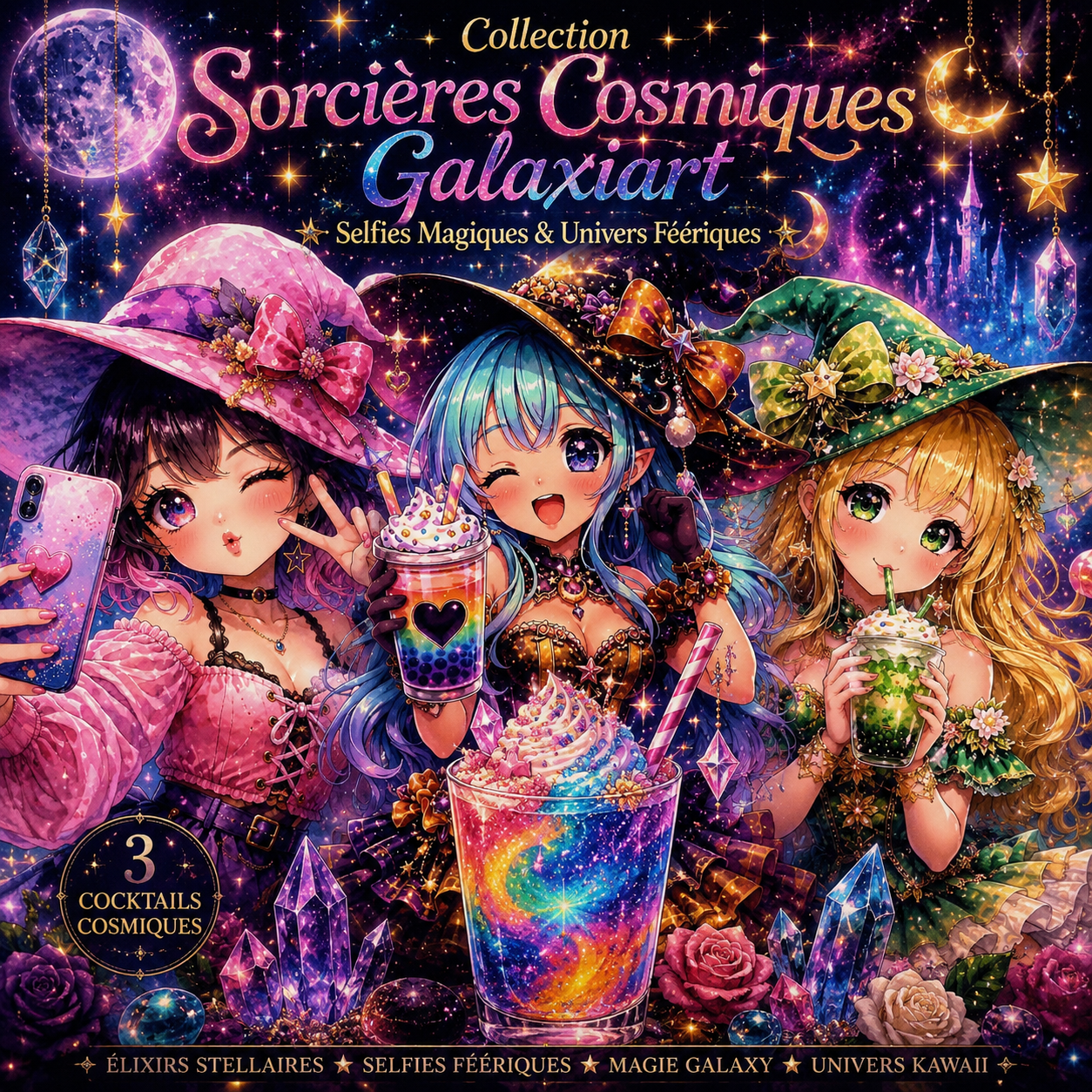 Sorcières Cosmiques Galaxiart — Selfies Magiques & Univers Féériques | Diamond Painting Premium Galaxiart - Collection Signature