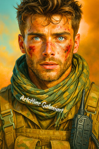 Héros du Front – Regard de Feu | Diamond Painting Premium Galaxiart