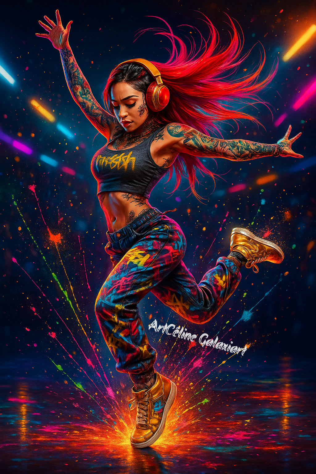Danse Street Fire – L’Énergie Urbaine | Diamond Painting Premium Galaxiart