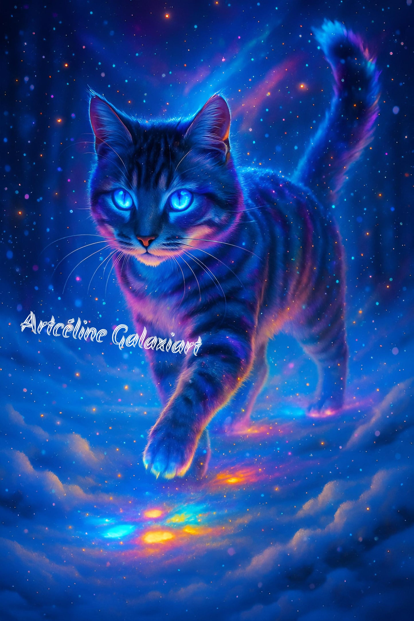 Chat Cosmique – Gardien des Étoiles | Diamond Painting Premium Galaxiart