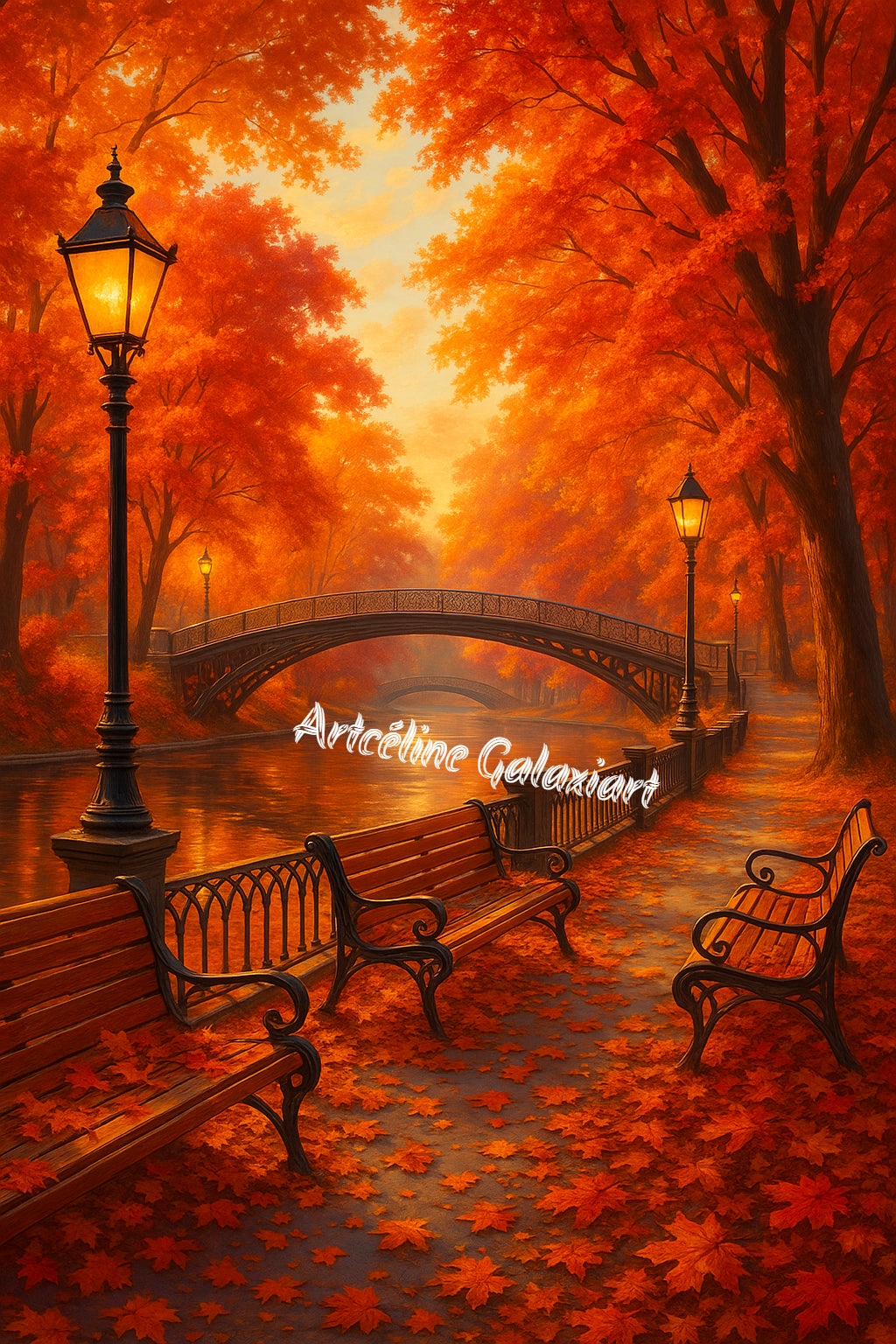 Promenade d’Automne – Lumière d’Or | Diamond Painting Premium Galaxiart