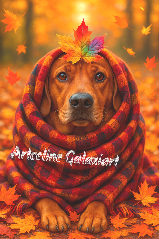 Labrador d’Automne – Tendresse sous les Feuilles | Diamond Painting Premium Galaxiart