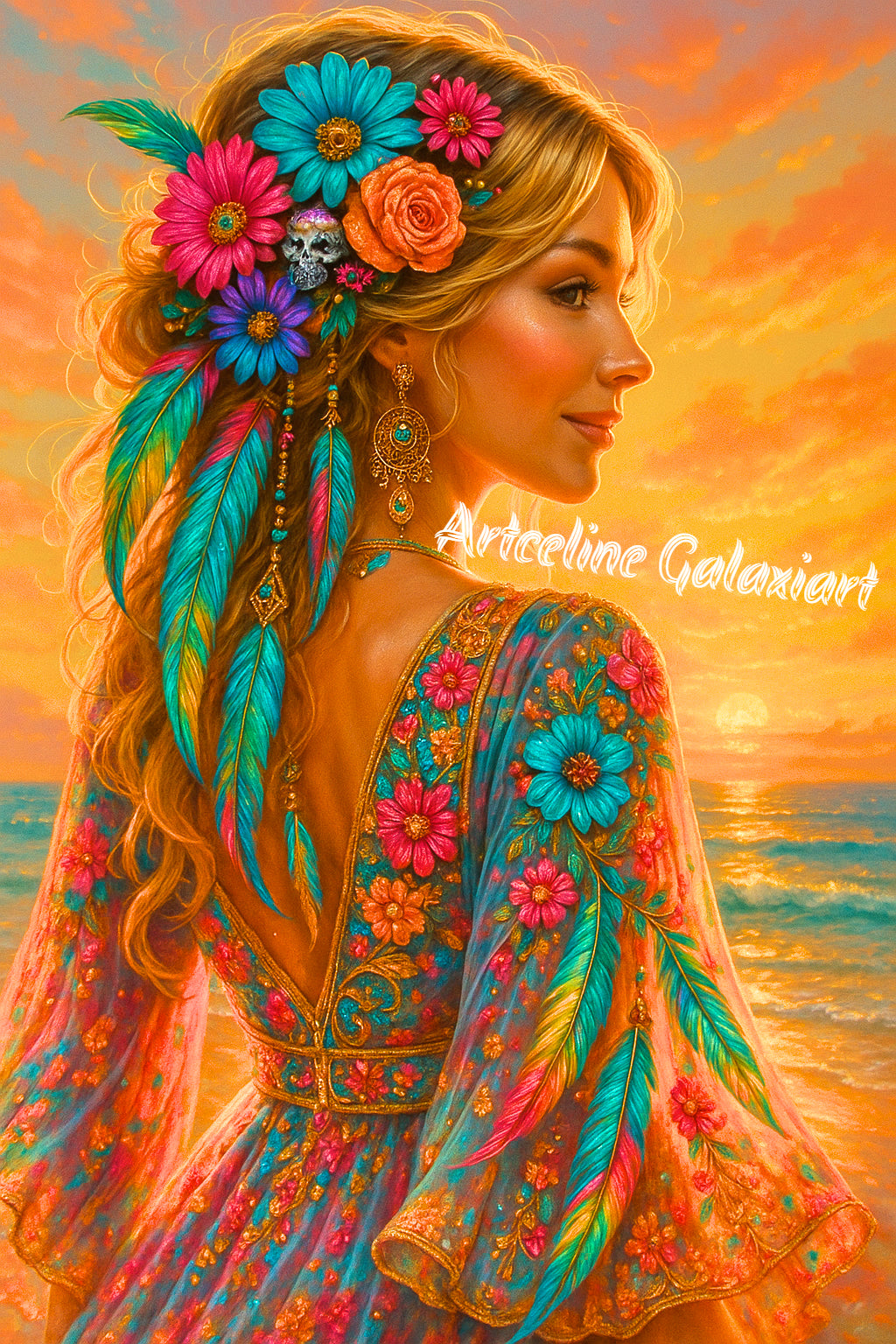 Femme Solaire – Connexion à la Terre | Diamond Painting Premium Galaxiart