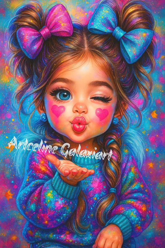 Bisous Arc-en-Ciel – Petite Coquine Cosmique | Diamond Painting Premium Galaxiart