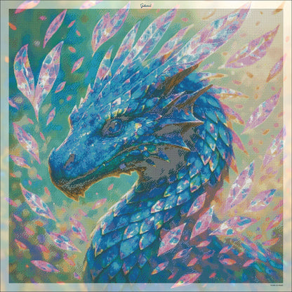 🪐Dragon, souffle de Cristal Bleu | Diamond Painting Premium Galaxiart - Collection Signature