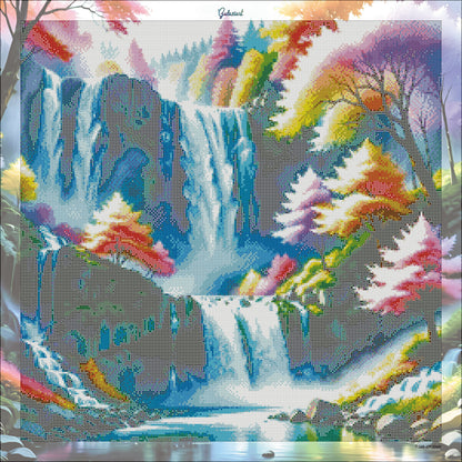 🪐Cascade Arc-en-Ciel Enchantée | Diamond Painting Premium Galaxiart - Collection Signature