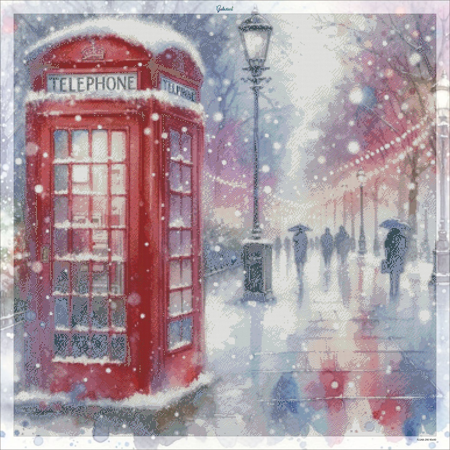 🪐 London Snowfall – Cabine Téléphonique Anglaise sous la Neige  | Diamond Painting Premium Galaxiart - Collection Signature
