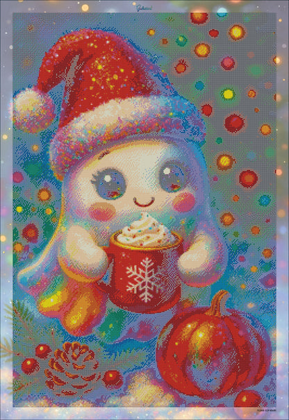 🪐Petit Fantôme de Noël – Magie Gourmande d’Hiver | Diamond Painting Premium Galaxiart